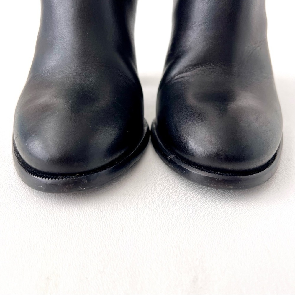 LOUIS VUITTON | Black Leather Ankle Booties LV Logo Buckle Block Heel EU 37 - Picture 5 of 15
